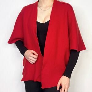 Parkhurst Red Merino Wool Cape Shawl Wrap Christmas Made in Canada Winter Glam